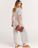 ANRABESS Short Sleeve V Neck Elastic Waist Wide Leg Cropped Pant Jumpsuits Rompers