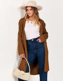 ANRABESS Women's 2023 Fall Cardigan Sweater Long Sleeve Open Front Lapel Coat Casual Knit Coatigan Jacket with Pockets