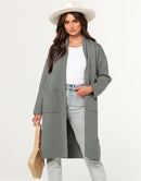 ANRABESS Women's 2023 Fall Cardigan Sweater Long Sleeve Open Front Lapel Coat Casual Knit Coatigan Jacket with Pockets