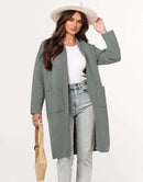 ANRABESS Women's 2023 Fall Cardigan Sweater Long Sleeve Open Front Lapel Coat Casual Knit Coatigan Jacket with Pockets
