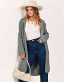ANRABESS Women's 2023 Fall Cardigan Sweater Long Sleeve Open Front Lapel Coat Casual Knit Coatigan Jacket with Pockets