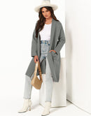 ANRABESS Women's 2023 Fall Cardigan Sweater Long Sleeve Open Front Lapel Coat Casual Knit Coatigan Jacket with Pockets