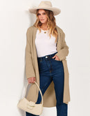 ANRABESS Women's 2023 Fall Cardigan Sweater Long Sleeve Open Front Lapel Coat Casual Knit Coatigan Jacket with Pockets
