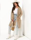 ANRABESS Women's 2023 Fall Cardigan Sweater Long Sleeve Open Front Lapel Coat Casual Knit Coatigan Jacket with Pockets