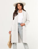 ANRABESS Women's 2023 Fall Cardigan Sweater Long Sleeve Open Front Lapel Coat Casual Knit Coatigan Jacket with Pockets