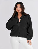 ANRABESS Womens Fleece Jacket Button Down Shacket Casual Sherpa Cropped Coats Warm Outwear with Pockets