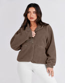 ANRABESS Womens Fleece Jacket Button Down Shacket Casual Sherpa Cropped Coats Warm Outwear with Pockets