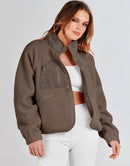 ANRABESS Womens Fleece Jacket Button Down Shacket Casual Sherpa Cropped Coats Warm Outwear with Pockets