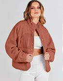 ANRABESS Womens Fleece Jacket Button Down Shacket Casual Sherpa Cropped Coats Warm Outwear with Pockets