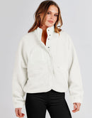 ANRABESS Womens Fleece Jacket Button Down Shacket Casual Sherpa Cropped Coats Warm Outwear with Pockets