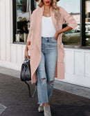 ANRABESS Women's Casual Long Sleeve Draped Open Front Knit Pockets Long Cardigan Jackets Sweater