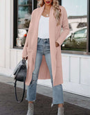 ANRABESS Women's Casual Long Sleeve Draped Open Front Knit Pockets Long Cardigan Jackets Sweater