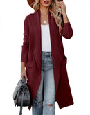 ANRABESS Women's Casual Long Sleeve Draped Open Front Knit Pockets Long Cardigan Jackets Sweater