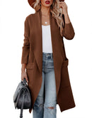ANRABESS Women's Casual Long Sleeve Draped Open Front Knit Pockets Long Cardigan Jackets Sweater
