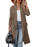 ANRABESS Women's Casual Long Sleeve Draped Open Front Knit Pockets Long Cardigan Jackets Sweater