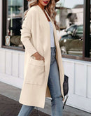 ANRABESS Women's Casual Long Sleeve Draped Open Front Knit Pockets Long Cardigan Jackets Sweater