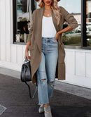 ANRABESS Women's Casual Long Sleeve Draped Open Front Knit Pockets Long Cardigan Jackets Sweater