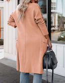 ANRABESS Women's Casual Long Sleeve Draped Open Front Knit Pockets Long Cardigan Jackets Sweater