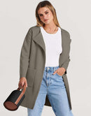 ANRABESS Women's Open Front Knit Cardigan Long Sleeve Lapel Casual Solid Classy Sweater Jacket