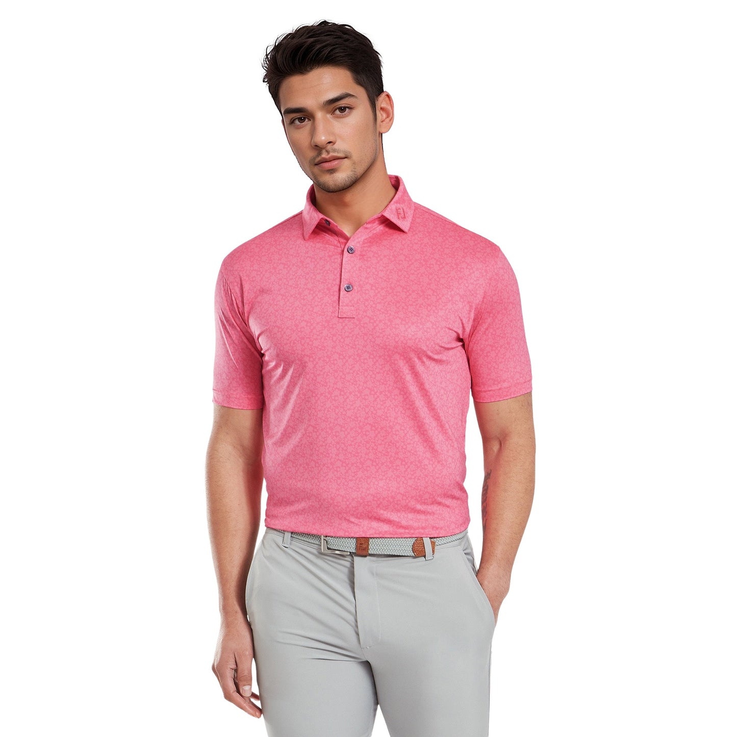 Painted Floral Lisle Golf Shirt