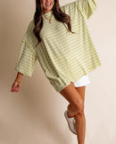 Women's Oversized High Neck Urban Ribbed Striped Top (Buy 2 Free Shipping)