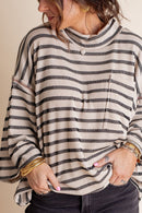 Women's Oversized High Neck Urban Ribbed Striped Top (Buy 2 Free Shipping)