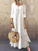 Casual Multi-layer Design Linen Dress