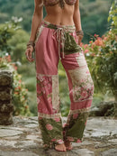 Women's Retro Floral Patchwork Art Casual Pants