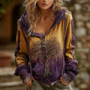 Women's Vintage Viking Tree Of Life Cozy Warm Zip Hoodie Cardigan