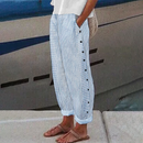 Vintage Stripes Printed Cotton Linen Cozy Pants