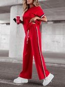 Women's Round Neck Short Sleeve Two Piece Suit